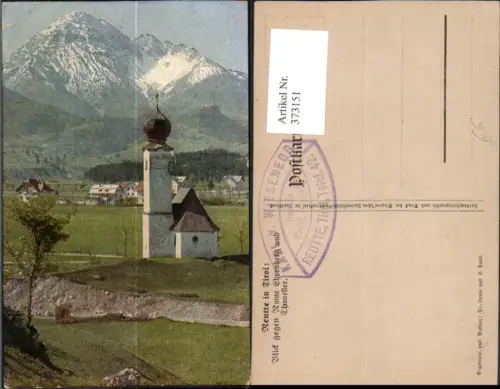 373151,Reutte Kirche Blick geg. Ruine Ehrenberg u. Thaneller Bergkulisse
