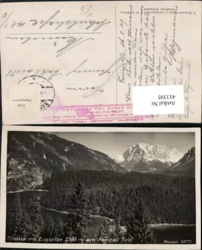 413395,Blindsee See b. Biberwier m. Zugspitze Bergkulisse