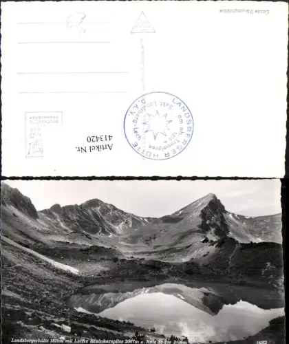 413420,Landsbergerhütte m. Lache Steinkarspitze u. Rote Spitze Bergkulisse