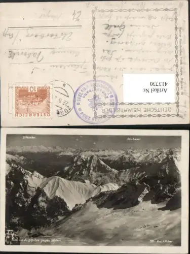 413730,Blick von d. Zugspitze b. Ehrwald geg. Süden Bergkulisse