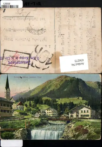 436273,Holzgau im Leechtal Teilansicht Pension zum Bären Kirche Wasserfall