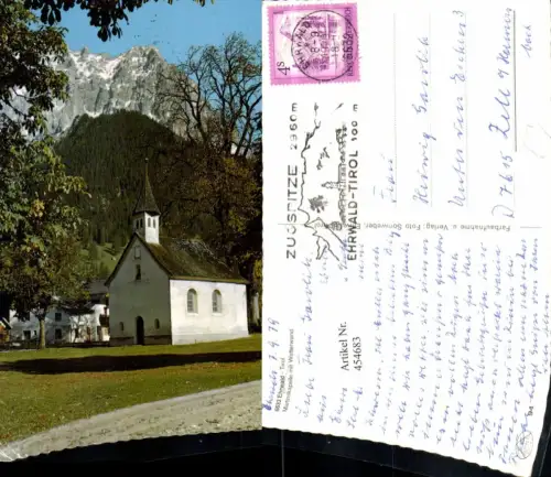 454683,Ehrwald Martinskapelle Kirche m. Wetterwand Bergkulisse