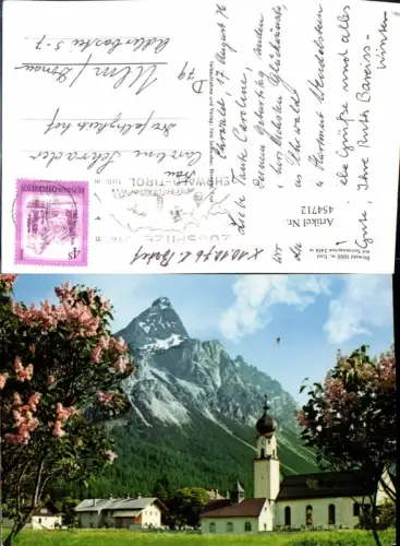 454712,Ehrwald Kirche m. Sonnenspitze Bergkulisse