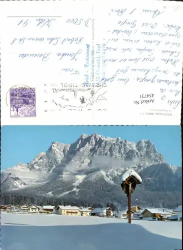 454731,Ehrwald Teilansicht m. Zugspitze Bergkulisse Winterbild Marterl