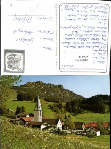 454734,Jungholz Totale Kirche m. Sorgschrofen Bergkulisse