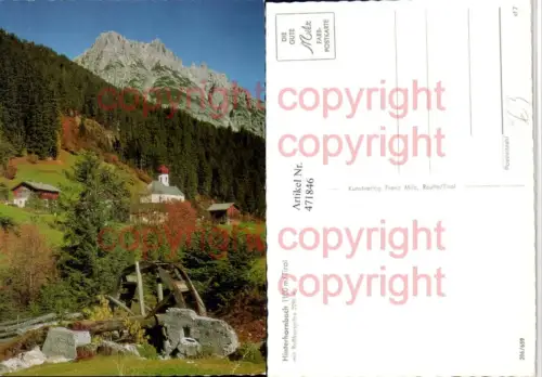 471846,Hinterhornbach Kirche m. Roßkarspitze Bergkulisse