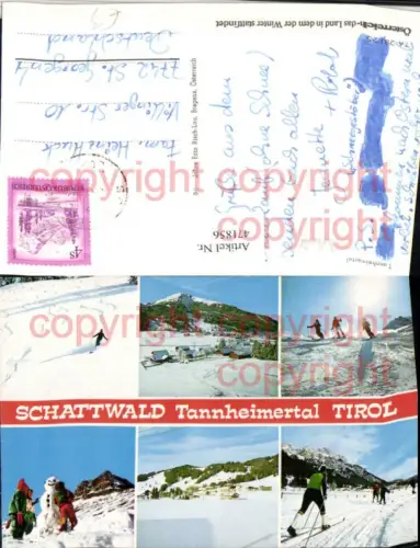 471856,Schattwald Totale Langläufer Skifahrer Schneemann Mehrbildkarte
