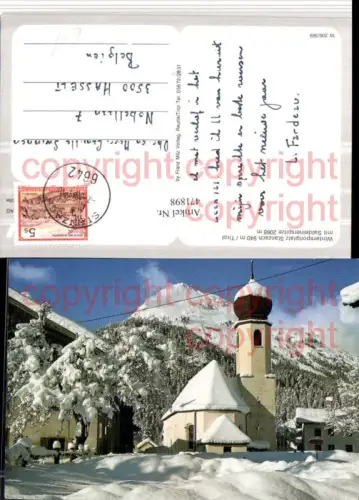 471898,Stanzach Kirche m. Saldeinerspitze Bergkulisse Winterbild