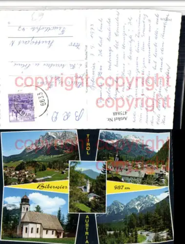 475848,Biberwier Totale Kirche Bergkulisse Mehrbildkarte