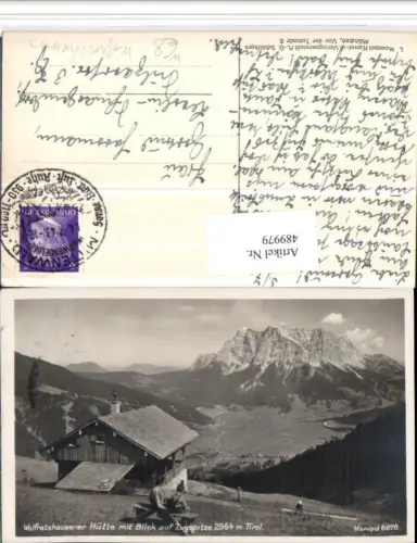 489979,Wolfratshausener Hütte b. Lermoos m. Zugspitze Bergkulisse