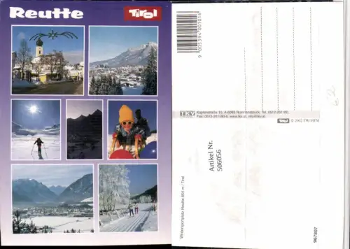 506056,Reutte Totale Kirche Langläufer Skifahrer Winterbilder Mehrbildkarte