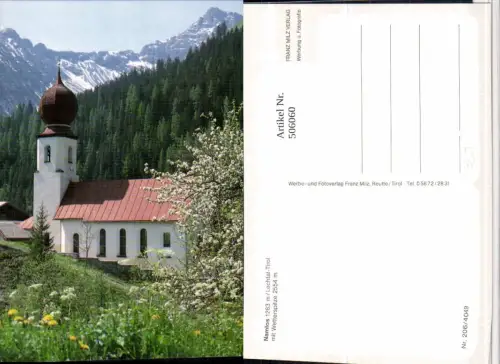 506060,Namlos im Lechtal Kirche geg. Wetterspitze Bergkulisse