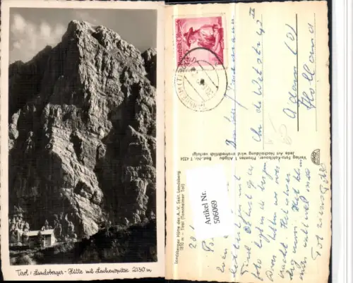 506069,Landsberger-Hütte Berghütte b. Tannheim m. Lachenspitze Bergkulisse