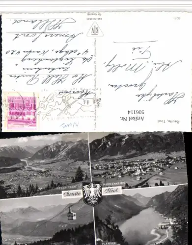 506114,Reutte Totale Plansee See Seilbahn Mehrbildkarte