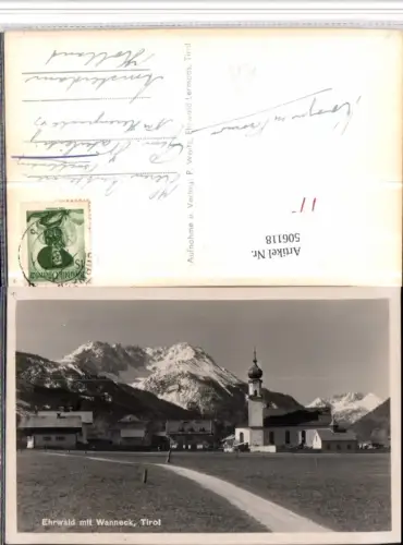 506118,Ehrwald Teilansicht Kirche m. Wanneck Bergkulisse