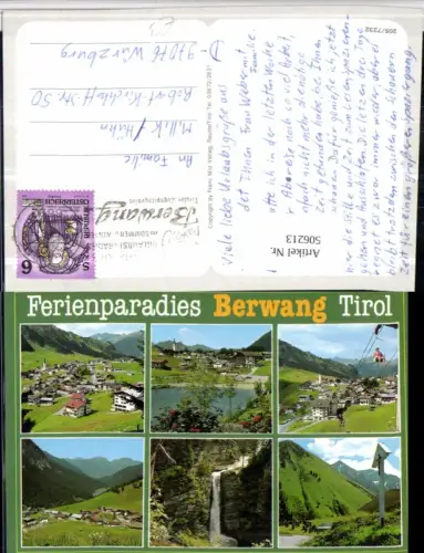 506213,Berwang Totale Sessellift Wasserfall Wegkreuz Mehrbildkarte