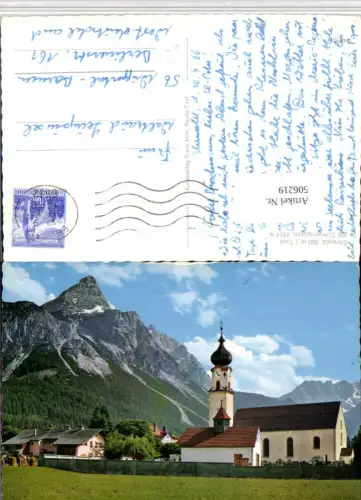 506219,Ehrwald Teilansicht Kirche m. Sonnenspitze Bergkulisse