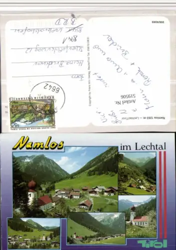 519506,Namlos im Lechtal Totale Kirche Mehrbildkarte