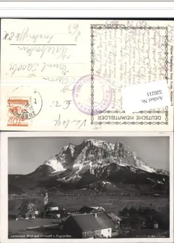 520211,Lermoos Totale m. Ehrwald geg. Zugspitze Bergkulisse pub H. Huber 75