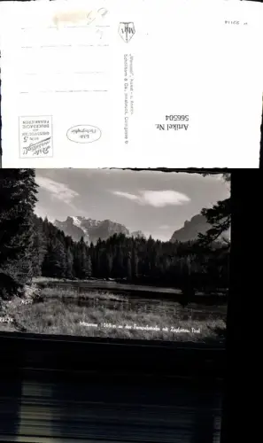 566504,Foto Ak Mittersee a. d. Fernpaßstraße m. Zugspitze Biberwier