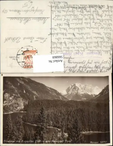 566868,Foto Ak Blindsee m. Zugspitze a. Fernpaß Tirol Biberwier