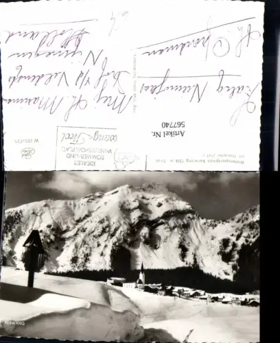567740,Foto Ak Berwang Winteransicht m. Wegkreuz