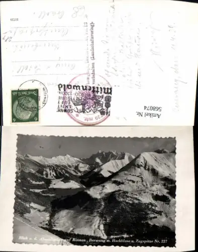 568074,Foto Ak Blick v. d. Abendspitz auf Rinnen Berwang m. Hochblase Zugspitze