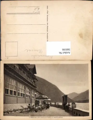 568166,Breitenwang Plansee m. Hotel Forelle Terrasse Liegestuhl Reutte