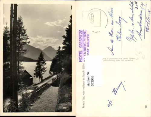 573963,Foto Ak Reutte Motiv v. Plansee m. Thaneller