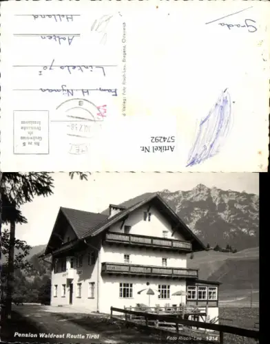 574292,Foto Ak Reutte Pension Waldrast pub Risch-Lau 1314