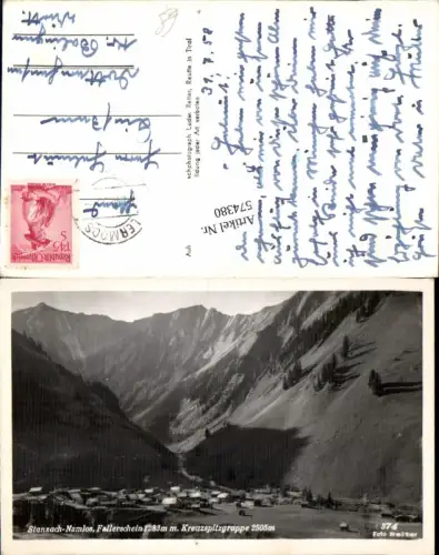574380,Foto Ak Stanzach Namlos Fallerschein m. Kreuzspitzgruppe
