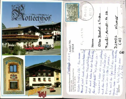 574554,Mehrbild Ak Berwang Rinnen Gasthof Sportpension Rotlechhof Auto