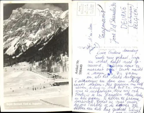598449,Foto Ak Ehrwald Skilift m. Zugspitze Wintersport