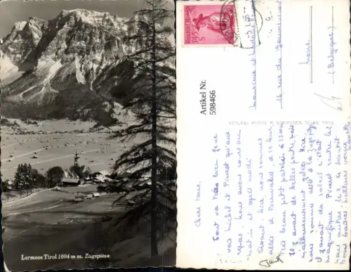 598466,Foto Ak Lermoos m. Zugspitze Winteransicht