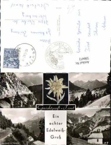 598472,Material Ak Echter Edelweiß Gruß Gaichtpaß Nesselwängle