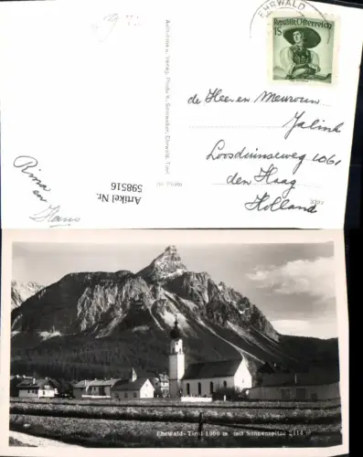 598516,Foto Ak Ehrwald m. Sonnenspitze Kirche