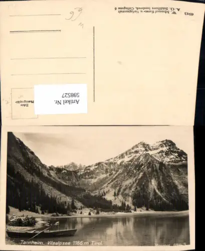 598527,Foto Ak Tannheim Vilsalpsee Ruderboot Boot a. Ufer