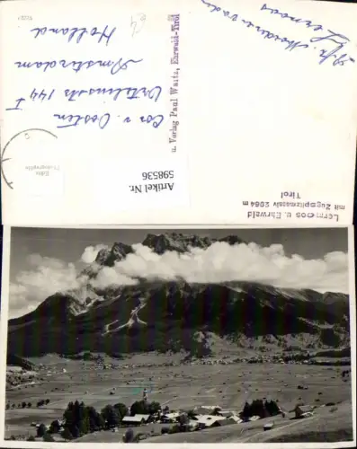 598536,Foto Ak Lermoos u. Ehrwald m. Zugspitzmassiv