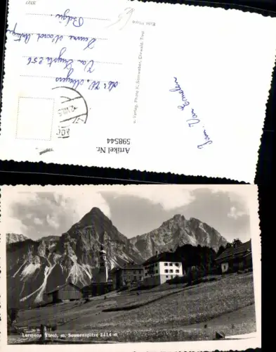 598544,Foto Ak Lermoos m. Sonnenspitze Kirche