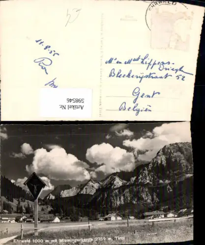 598546,Foto Ak Ehrwald m. Miemingerberge Wegkreuz