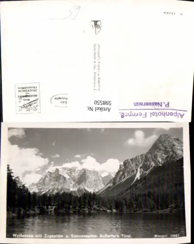 598550,Foto Ak Weißensee a. Lech m. Zugspitze u. Sonnenspitze Außerfern
