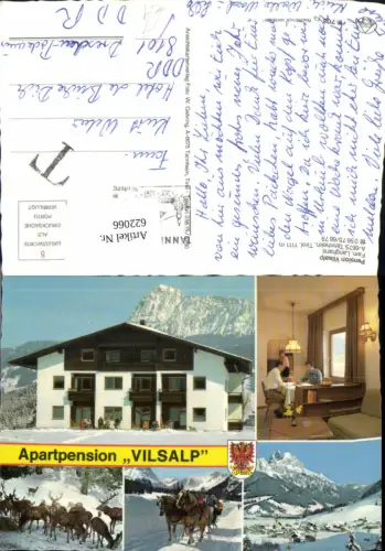 622066,Mehrbild Ak Tannheim Tirol Pension Vilsalp Wild Rehe Pferdeschlitten
