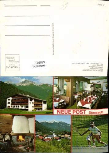 638103,Mehrbild Ak Stanzach Sporthotel Neue Post Tennis Tennisport