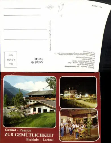 638140,Mehrbild Ak Bschlabs Pfafflar Lechtal Gasthof Pension Zur Gemütlichkeit