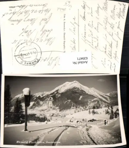 639471,Foto Ak Ehrwald m. Danielspitze Wegkreuz im Winter Feldpost