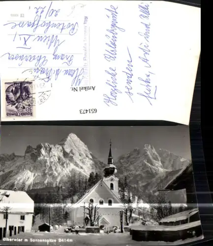 651473,Foto Ak Biberwier m. Sonnenspitze Kirche im Winter