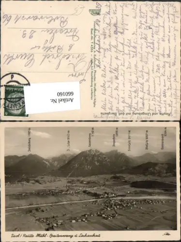 660160,Foto Ak Reutte Mühl Breitenwang u. Lechaschau Gipfelkarte