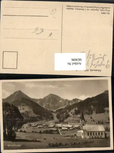 663696,Schattwald Ansicht mit Kirche