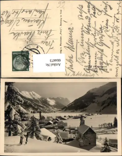 664473,Foto Ak Bichlbach i. Tirol mit Daniel u. Zugspitze Winteransicht