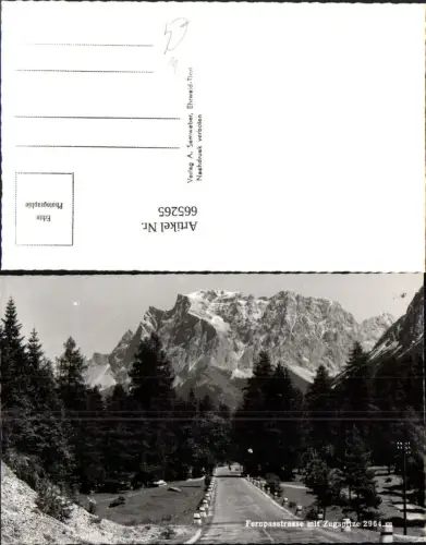 665265,Foto Ak Fernpassstraße mit Zugspitze b. Biberwier